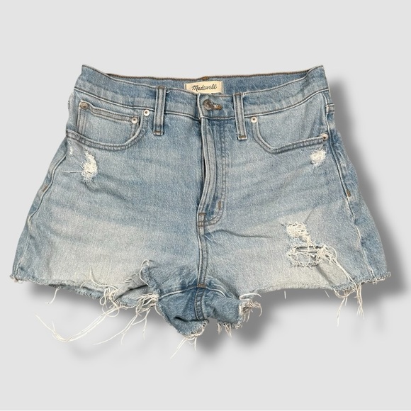 Madewell The Perfect Perfect Jean Short Size 28 Light Wash Distressed - Picture 1 of 11